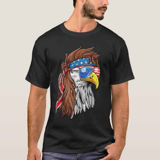 Patriotic Bald Eagle Mullet Verenigde Staten Ameri T-shirt (Voorkant)