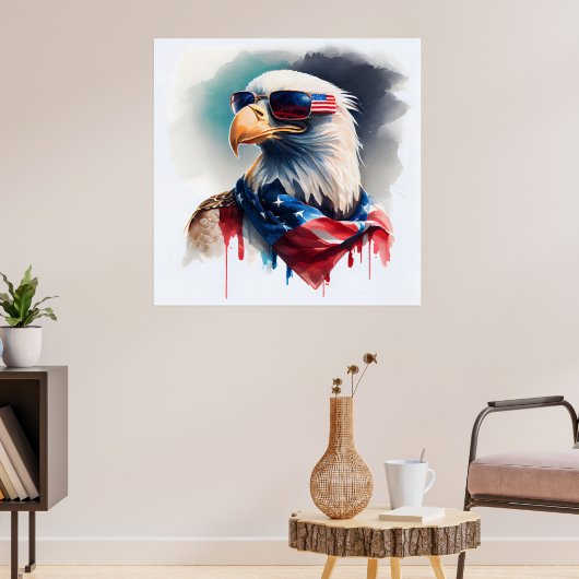 Patriotic Bald Eagle Poster (Woonkamer 3)
