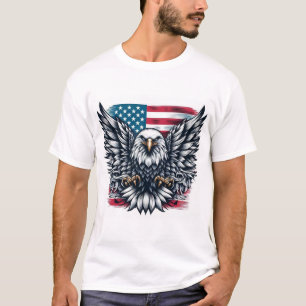 Patriotic Bald Eagle T-shirt met Amerikaanse vlag