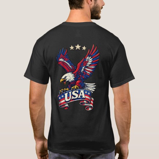 Patriotic Bald Eagle USA T-shirt (Achterkant)