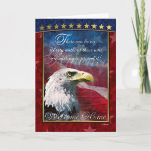 Patriotic Bald Eagle Welkom thuis Wenskaart Kaart