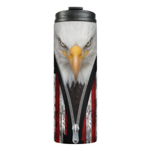 Patriotic Bald Eagle Zipper USA Vlag Thermosbeker