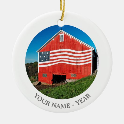 Patriotic Barn Keramisch Ornament (Voorkant)