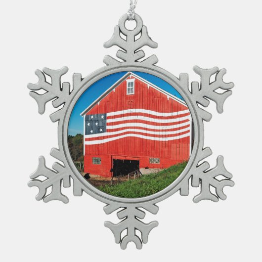 Patriotic Barn Tin Sneeuwvlok Ornament (Voorkant)