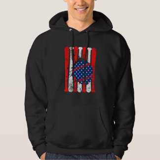 Patriotic Baseball 4th of July  Men USA American F Hoodie