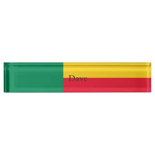 Patriotic Benin Flag Naambordje (Voorkant)