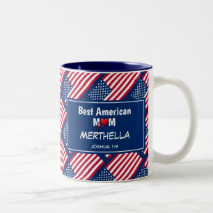 Patriotic BEST AMERICAN MOM Tweekleurige Koffiemok