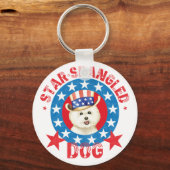 Patriotic Bichon Frise Sleutelhanger (Voorkant)