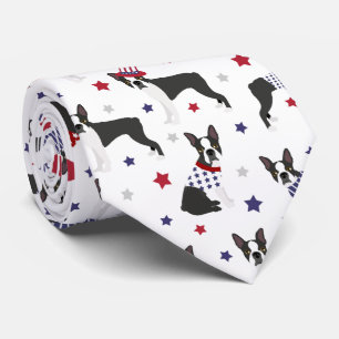 Patriotic Boston Terrier Dog Stropdas