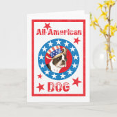 Patriotic Boston Terrier Kaart (Gele Bloem)