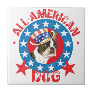 Patriotic Boston Terrier Tegeltje