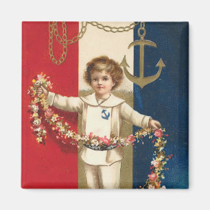 Patriotic Boy Square Magnet Magneet