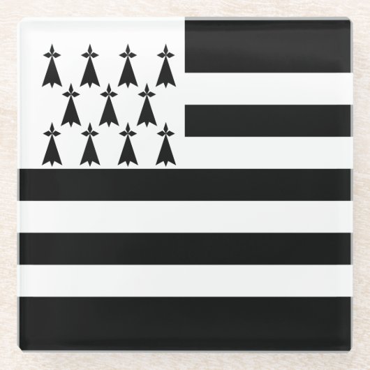 Patriotic Brittany Flag Glazen Onderzetter (Voorkant)