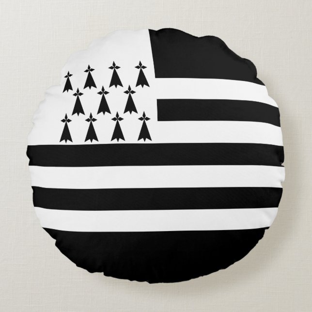 Patriotic Brittany Flag Rond Kussen (Voorkant)