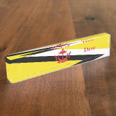 Patriotic Brunei-vlag Naambordje (Zijkant)