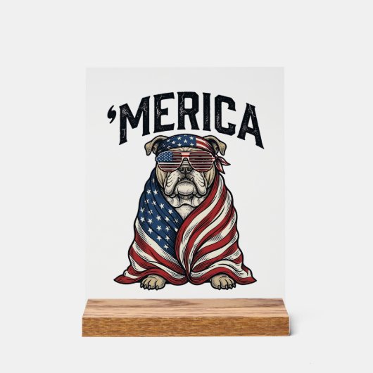 Patriotic Bulldog 'Merica Vintage Vector Shirt Des (Recto)
