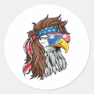 Patriotic Byld Eagle Mullet Amerikaanse vlag 4e Ronde Sticker