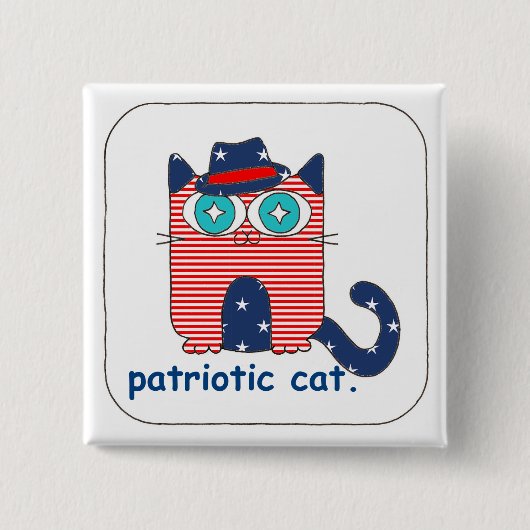 Patriotic Cat Button Pin (Voorkant)