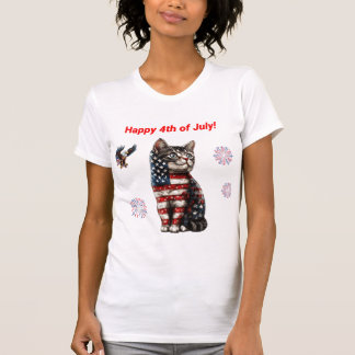 Patriotic Cat T-Shirt, Amerikaans T-shirt voor kit