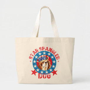 Patriotic Cavalier King Charles Spaniel Grote Tote Bag