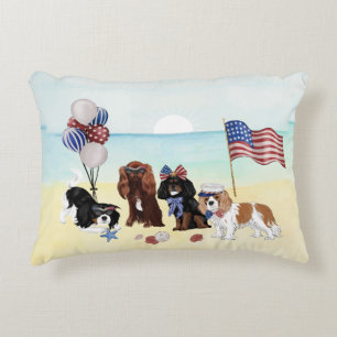 Patriotic Cavalier King Charles Spaniels Beach  Accent Kussen