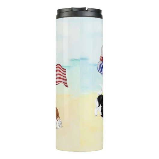 Patriotic Cavalier King Charles Spaniels Beach  Thermosbeker (Achterkant)