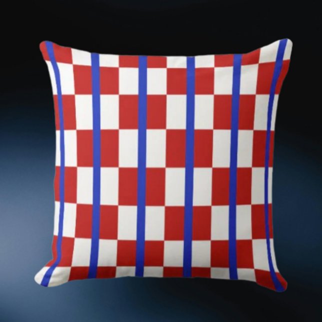Patriotic Checker Stripe Throw Pillow Kussen (Creator heeft geüpload)