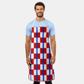 Patriotic Checkerboard Kitchen Apron Schort (Gedragen)