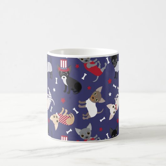 Patriotic Chihuahua Pattern Coffee Mok (Center)