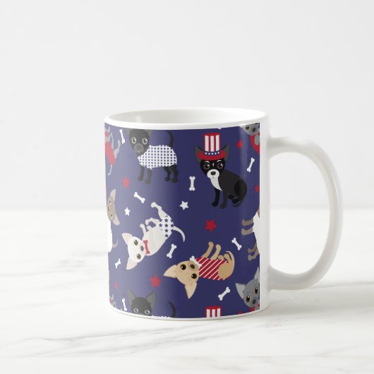 Patriotic Chihuahua Pattern Coffee Mok (Rechts)