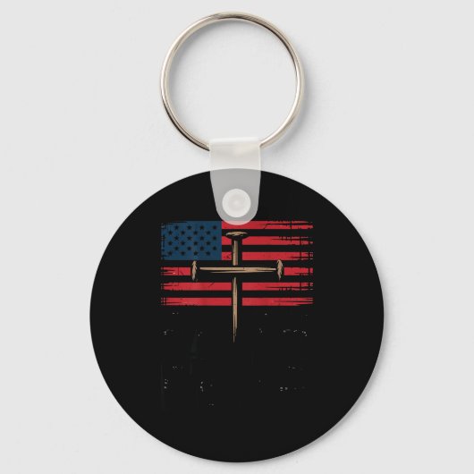 Patriotic Christian Faith Over Fear American Flag Sleutelhanger (Voorkant)