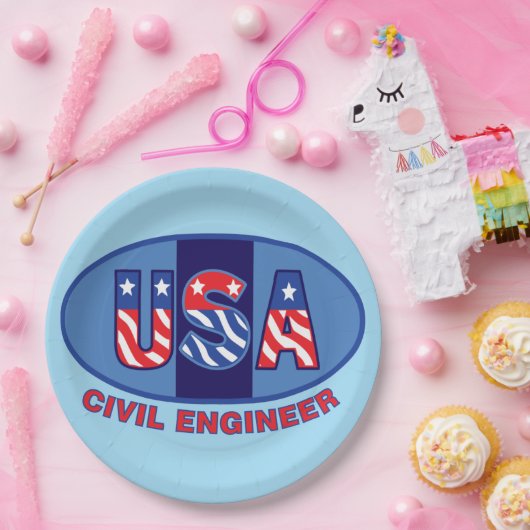 Patriotic Civil Engineer Papieren Bordje (Feest)