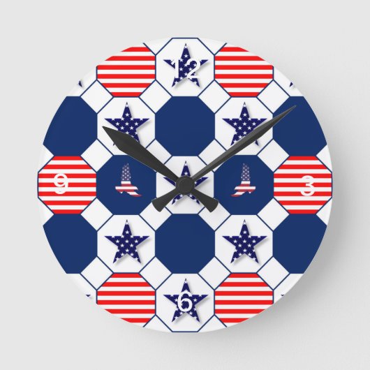 Patriotic Clock with Numbers Ronde Klok (Voorkant)