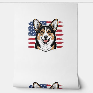 Patriotic Corgi American Flag Vintage Vector Desig Behang