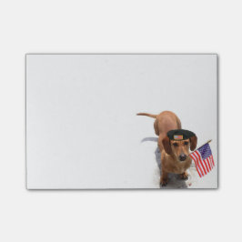 Patriotic Dachshund schrijft Post-it® Notes