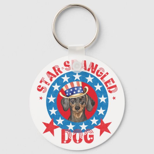 Patriotic Dachshund Sleutelhanger (Voorkant)