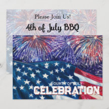 Patriotic Distressed Flag July 4th Invitation