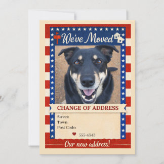 Patriotic Dog Change of Address Card Kaart