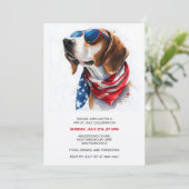 Patriotic Dog  Foxhound 4th Of July Invitations (Debout devant)