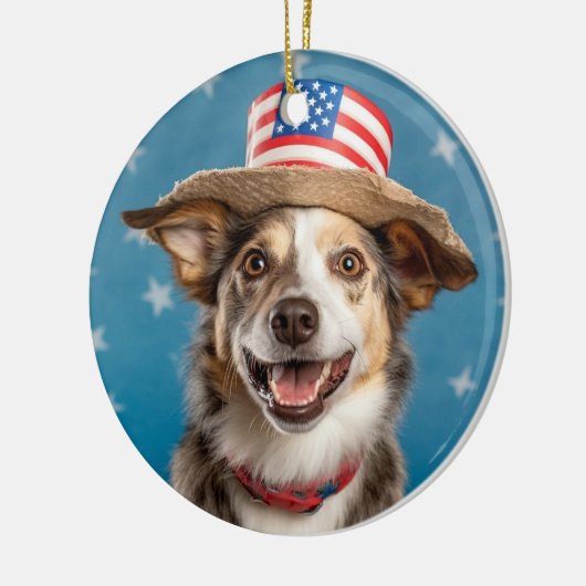 Patriotic Dog Ornament - Schattig rood, wit, blauw (Links)