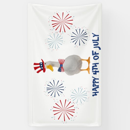 Patriotic Duck Happy 4 juli Spandoek (Verticaal)