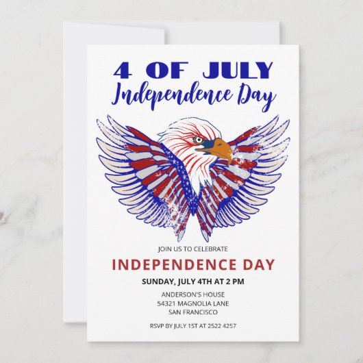 Patriotic Eagle 4th Of July Invitations (Devant)