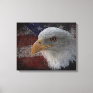 Patriotic Eagle & Flag Canvas Afdruk