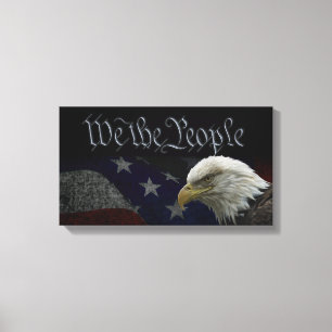 Patriotic Eagle & Flag Canvas Afdruk