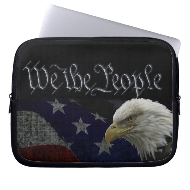 Patriotic Eagle & Flag Laptop Sleeve (Voorkant)
