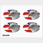 Patriotic Eagle & Flag Ovale Sticker (Vel)