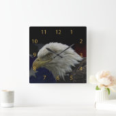 Patriotic Eagle & Flag Vierkante Klok (Huis)