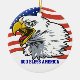 Patriotic Eagle Keramisch Ornament