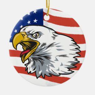Patriotic Eagle Keramisch Ornament