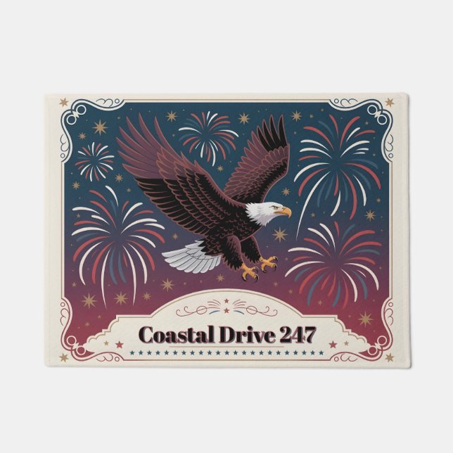 Patriotic Eagle Personalized Address Number Custom Deurmat (Voorkant)
